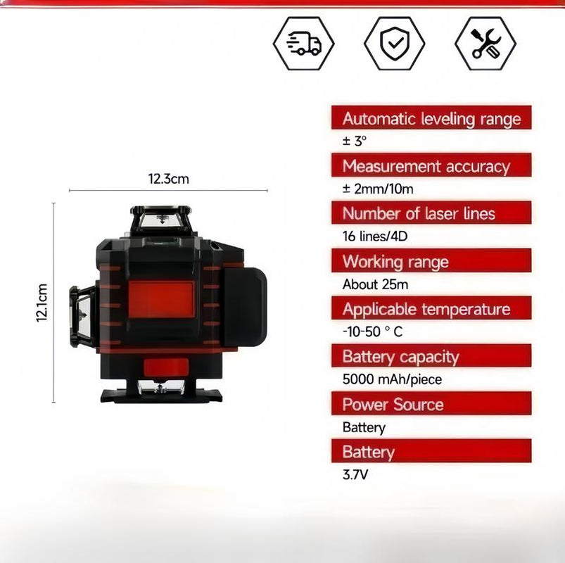 Professional Outdoor Green Line Laser Level with Horizontal & Vertical Lines Precise Automatic Calibration Contractor-Grade Tool for Construction & Gardening
