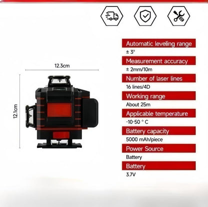 Professional Outdoor Green Line Laser Level with Horizontal & Vertical Lines Precise Automatic Calibration Contractor-Grade Tool for Construction & Gardening