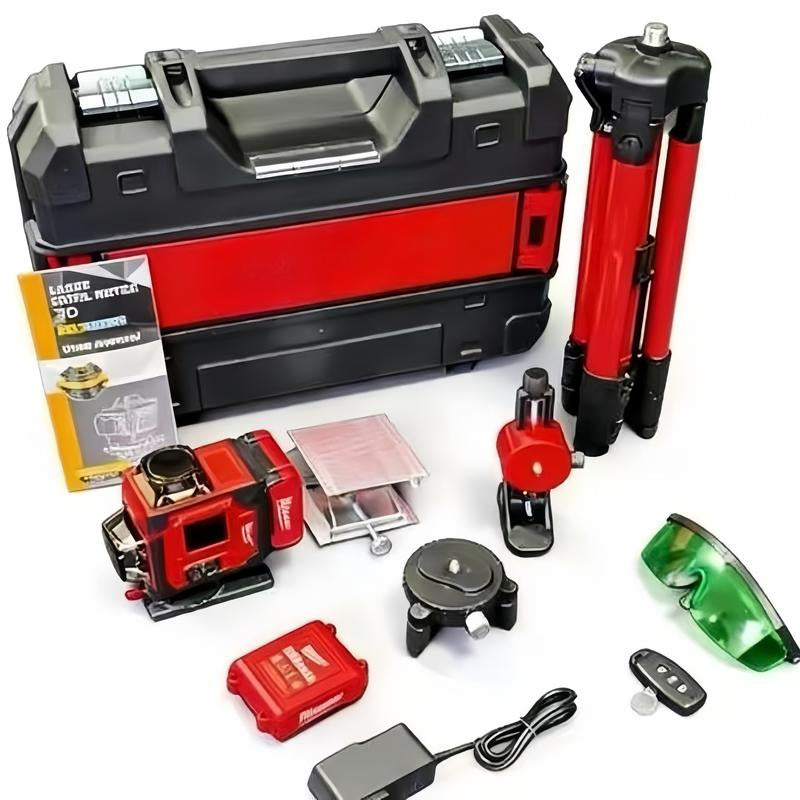 Professional Outdoor Green Line Laser Level with Horizontal & Vertical Lines Precise Automatic Calibration Contractor-Grade Tool for Construction & Gardening